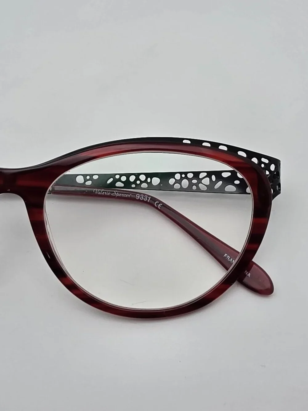 Valerie Spencer 9331 Burgundy Black Cat Eye Eyeglasses Frame w/ Case 52-16-140
